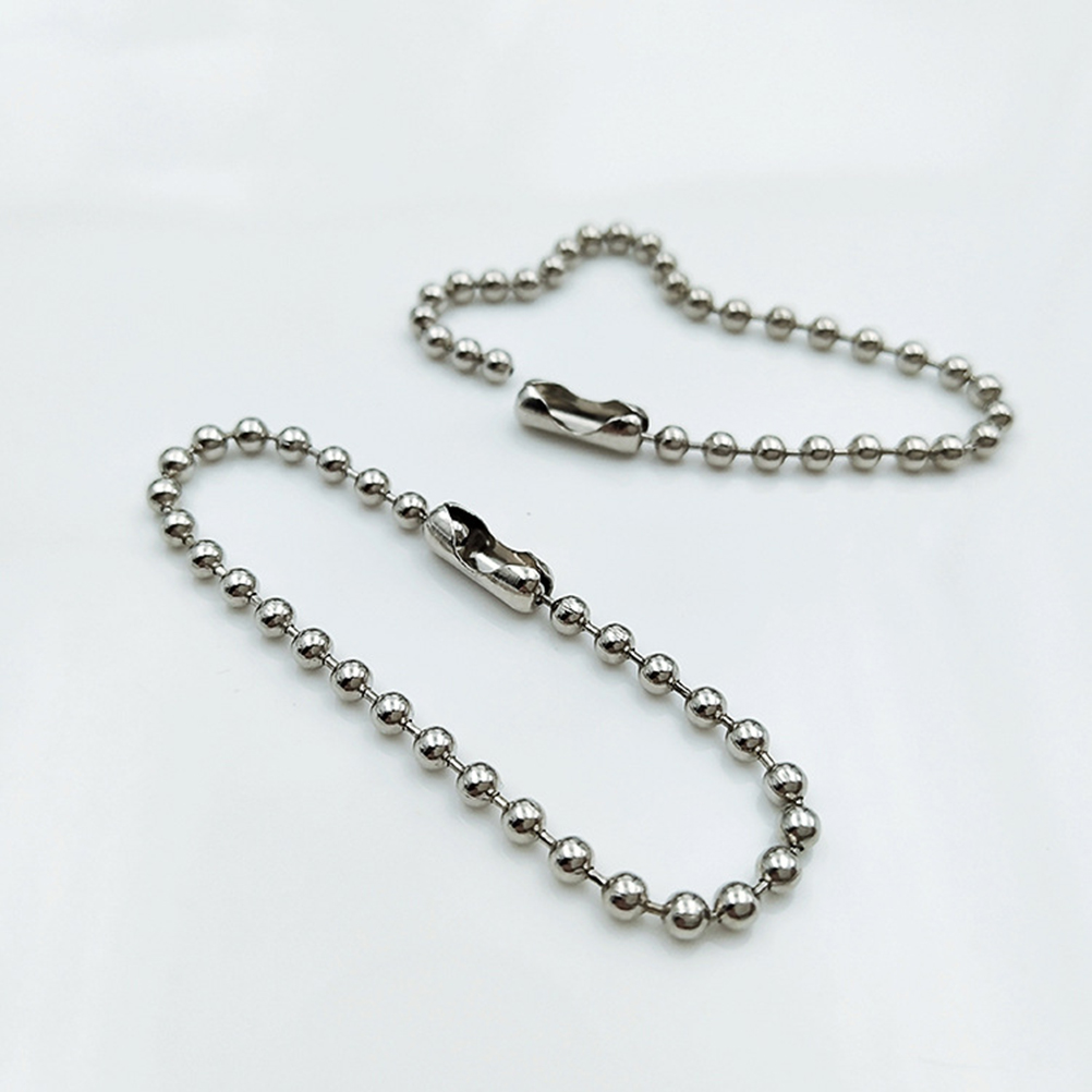 Homemaxs 100pcs Long Bead Connector Clasp Ball Chain Keychain Tag Key Rings Adjustable Antiqued Metal Bead Steel Chain(Silver/2.4x150mm), Women's